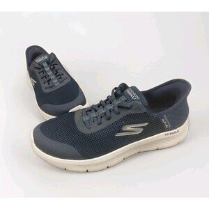 Skechers Women's 11 Wide Slip-ins Go Walk Flex Navy Sneakers Shoes 124836W